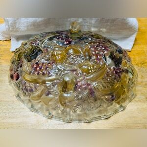 Indiana Glass vintage footed grape harvest fruit bowl. Excellent condition.